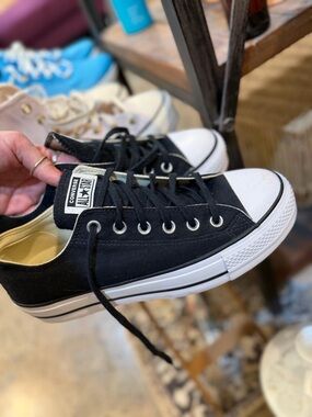 Converse Low Top Sneakers - Platform- Black and White